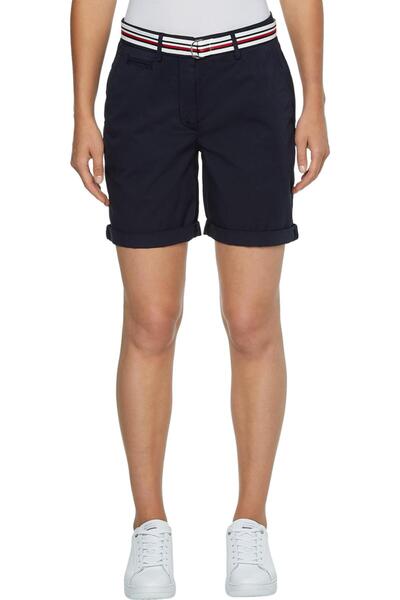 Tommy Hilfiger شورت تشينو قطني قصير للنساء باللون الأزرق الداكن 8720113972118