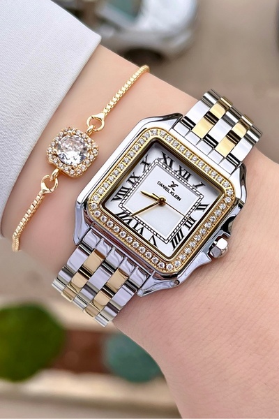 Daniel Klein Sarı Metalik Renk 2 Yıl Garantili Kadın Kol Saati ve Bileklik