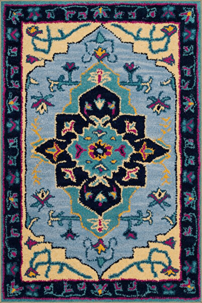 Rugs Modern Halı Διακοσμητικό χαλί με μπλε θέμα, παραδοσιακό μοτίβο, έθνικ φλ...