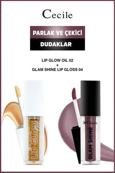 Cecile Glam Shine-Lip Oil: Shiny Lips and Makeup Set - 02-04