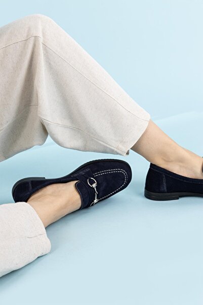 Getcho Дамски велурени тъмносини обувки Malik с катарама