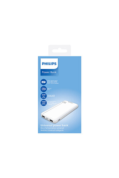 Philips DLP1812PW 10.000 mAh 2xUSB-A  2.1A USB-C Çıkış PD Taşınabilir Şarj Ci...