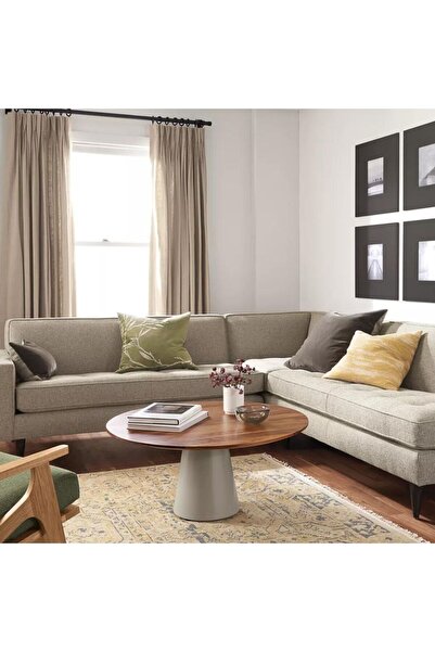 Evka Woven Orta Sehpa Gri- Ceviz Tabla