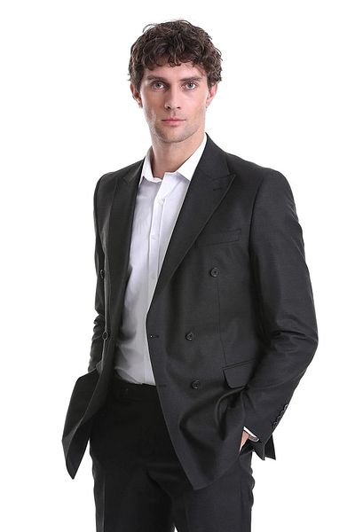 SÜVARİ SLIM FIT STRAIGHT BLACK CROWSET SUIT DRESS