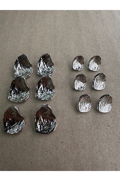 ODDA TASARIM ATÖLYESİ Asymmetric cambered shell model silver button set