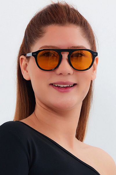 Nilu Moda Unisex Orange Glass Women's Sunglasses