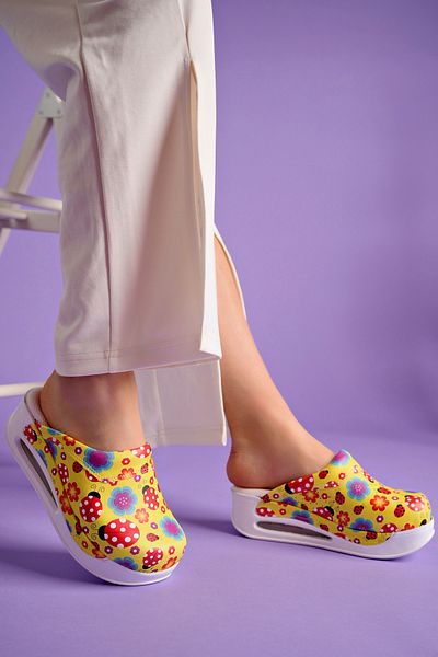DRMOON Ladybug Patterned Women's Airmax Sole Genuine Leather Sabo Slippers