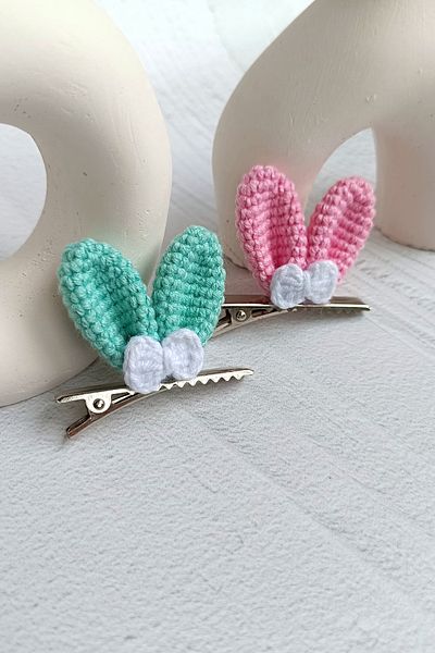D&D CONCEPT Pink Rabbit Ear Hairpin - Turquoise Clip Girl's Hairpin