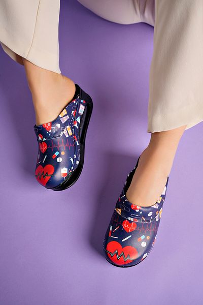 DRMOON Heart Rhythm Patterned Airmax Sole Genuine Leather Sabo Slippers