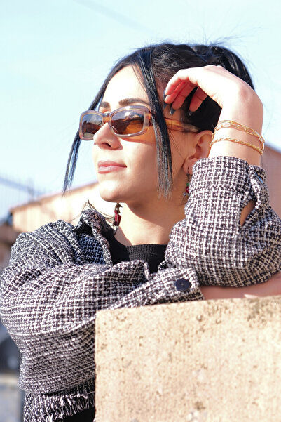 CALDİNİ المرأة البني منقوشة الليزر المطرزة العظام الاستقطاب النظارات الشمسية الرجعية CS024 C16