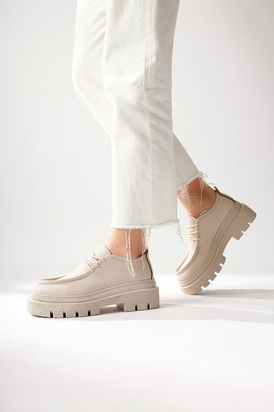 Limoya Henrica Skin Color, Beige Thick Sole Loafers, Women's Loafer Shoes