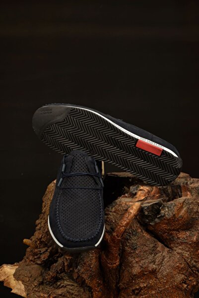 JAMES FRANCO Men's Summer Navy Blue 100% Genuine Leather Anti-Sweat Comfort Orthopedic Sole Light Casual Shoes