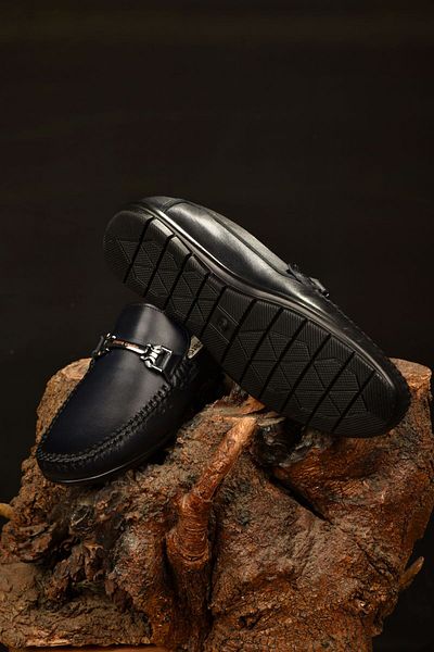 Pierre Cardin Μοντέλο ημερήσιων παπουτσιών Loafer από 100% γνήσιο δέρμα Navy Blue Bockle Loafer που προσφέρουν ανθεκτικότητα και κομψότητα μαζί