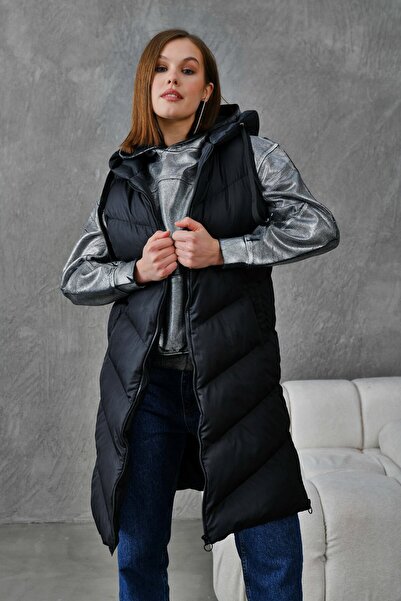 VOLT CLOTHİNG Γιλέκο με κουκούλα με επένδυση και αλυσίδα στο πλάι