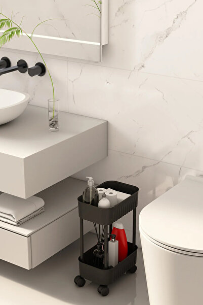 ARNİLLO Çok Amaçlı 2 Katlı Banyo Organizer Düzenleyici Dolap Içi Tezgah Altı Tekerlekli Organizer