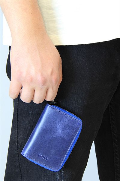 Wia Unisex Leather Card Holder, Navy Blue 416