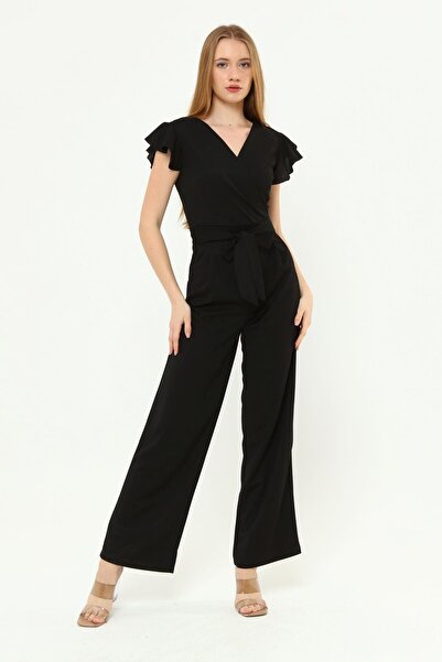 Miss Murem Beli Bağlamalı Fermuarlı Tulum-si?yah