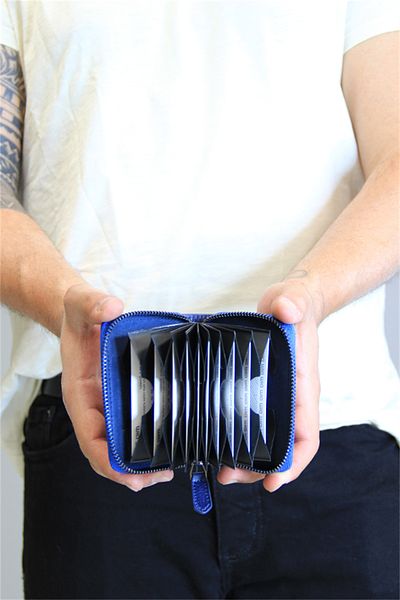 Wia Unisex Leather Card Holder, Navy Blue 416