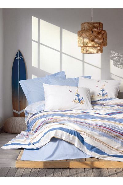 Cotton Box Set cuvertură dublu Maritime Moreno Blue