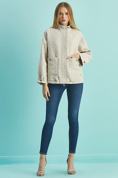 Guitar Long Sleeve Beige Quilted Coat
