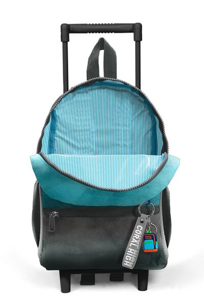 Coral High Turquoise Gray Batik Little Nest Backpack - With Squeegee, Two Compartments 24068