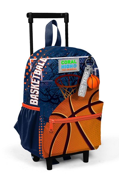 Coral High Rucsac cu racletă cu model de baschet portocaliu bleumarin - două compartimente 24066