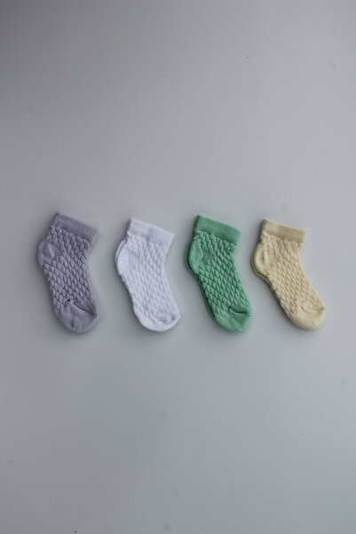 elibaby Baby Girl Pastel Colors 4-Piece Socks Set, Baby Socks