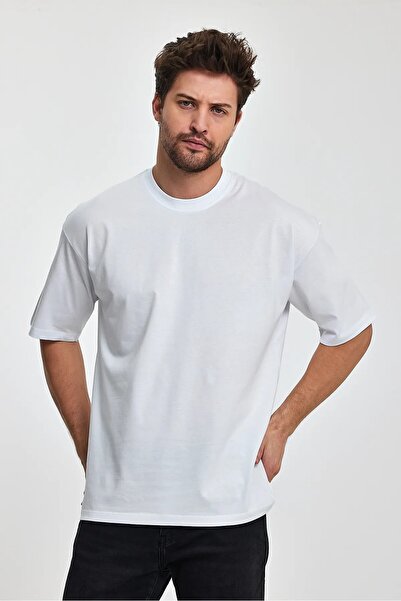 ALCİNOUS ανδρικό λευκό μπλουζάκι oversize