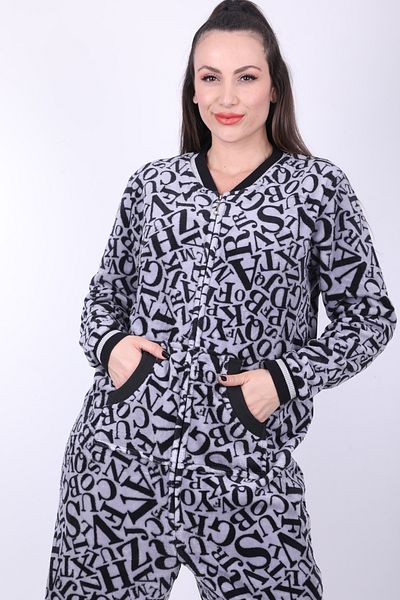 Wild Love Salopetă cu fermoar cu model text 100% bambus