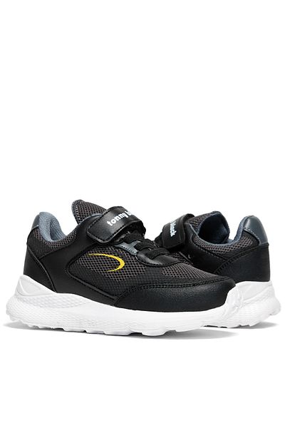 Tonny Black Pantofi Copii Unisex Negru Afumat Galben Faylon Talpă Velcro