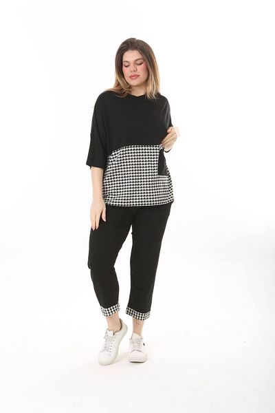 mami butik Комплект от две части с вискоза и три четвърти ръкави, голям размер и джоб