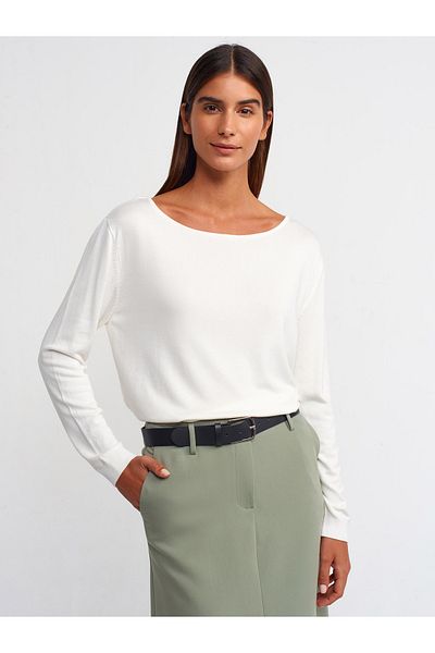 Dilvin 10360 DILVIN BOAT COLLAR SLIT SWEATER