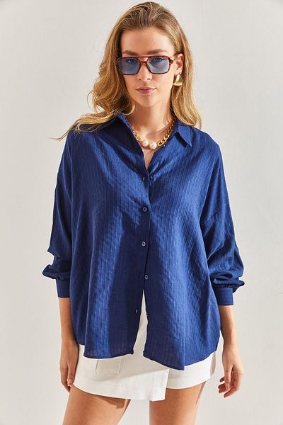 Bianco Lucci Jacquard-Leinenhemd für Damen60171028