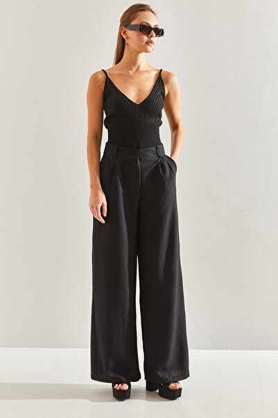 Bianco Lucci Dámské plátěné viskózové kalhoty Palazzo60171019