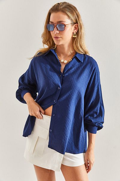 Bianco Lucci Jacquard-Leinenhemd für Damen60171028