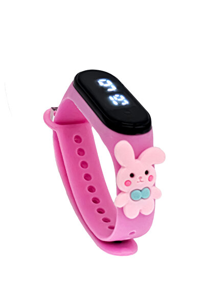 tutkanstore Pembe Yanaklı Tavşan Figürlü Su Geçirmez Çocuk Kol Saati Dijital ...