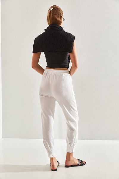 Bianco Lucci Damskie bordowe spodnie z elastycznym pasem60171018