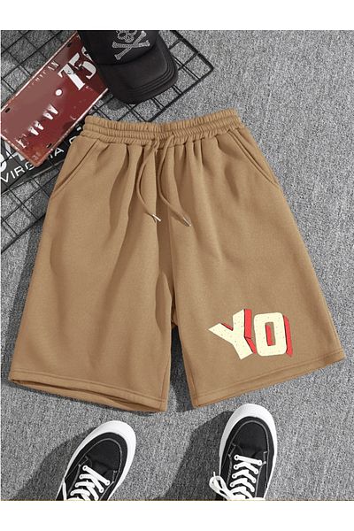 Revasser Unisex Γυναικεία/Ανδρικά YO Προσαρμοσμένα εμπριμέ πολύχρωμα κοντό χτενισμένο βαμβακερό σορτς
