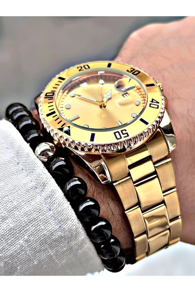 CAPTAİN POLO Premium Serisi Lüks Metal Kordon Erkek Kol Saati-Bileklik Hediyeli