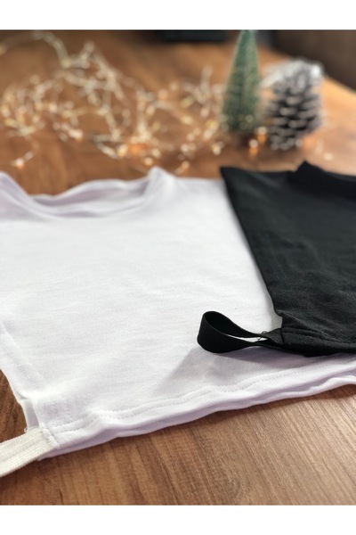 mirach Pack of 2 Crew Neck Sleeveless Neck Collar Black and White Elastic Flexible Cotton Combed Cotton Hijab