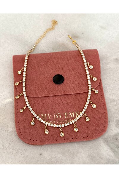 emy by emel luxury silver jewelry Halhal Altın Kaplama Sallantılı Taşlı Su Yo...