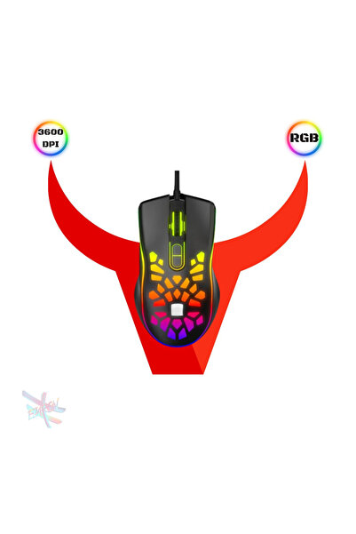 HEJARON LOBO Kablolu Rgb Mouse  3600 Dpi Gaming Mouse Oyuncu Mouse