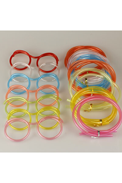 Woody Sofia Pipetli Parti Gözlüğü - Çocuk ve Yetişkin Bıyıklı Pipet Gözlük