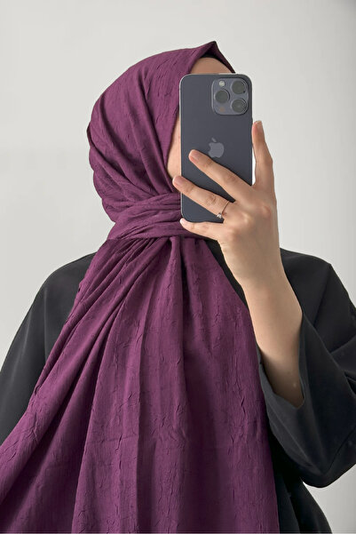 LotuScarff LYS Desen Şal - Patlıcan Moru