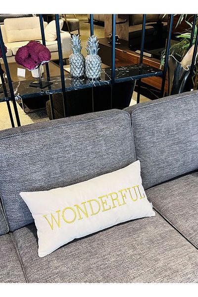 ge living Wonderful Patterned Cream Velvet Throw Pillow Cover (30 cm x 60 cm)