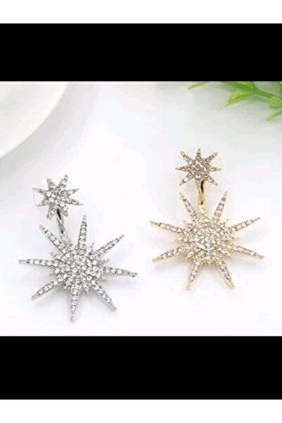 Shisa Jewel 1 Adet Altın Renk Yıldız Küpe Pırlantalarla Süslenmiş(49)