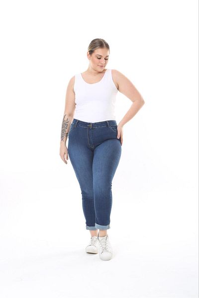 EYLÜL BUTİK Women's Double Leg Large Size Ankle Pants