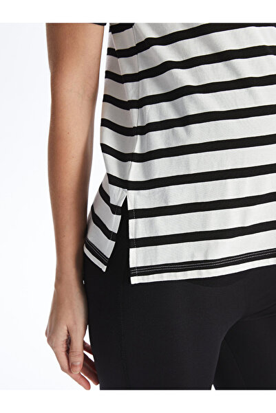 LC Waikiki Pruhované těhotenské tričko s krátkým rukávem a výstřihem do V