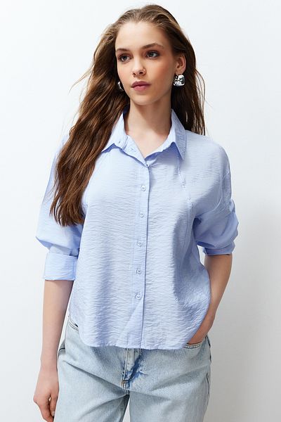 Trendyol Collection Aerobin Fabric Regular Fit - Light Blue Woven Shirt TWOSS24GO00106