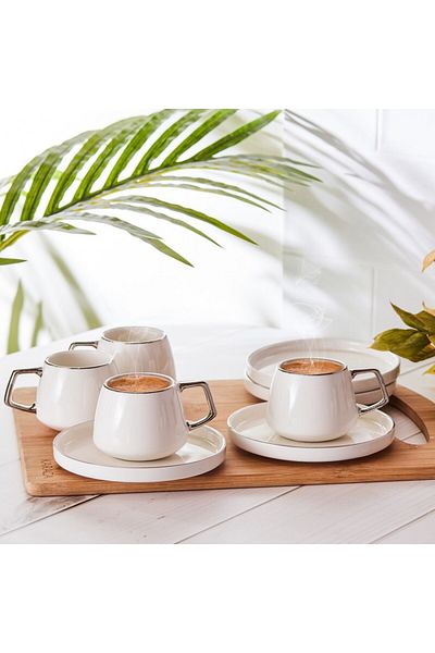 Karaca Saturn Platin Set mit 6 Kaffeetassen
